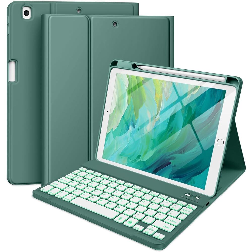 Hamile for iPad 9th Generation Case with Keyboard 10.2 Inch - Backlit Wireless